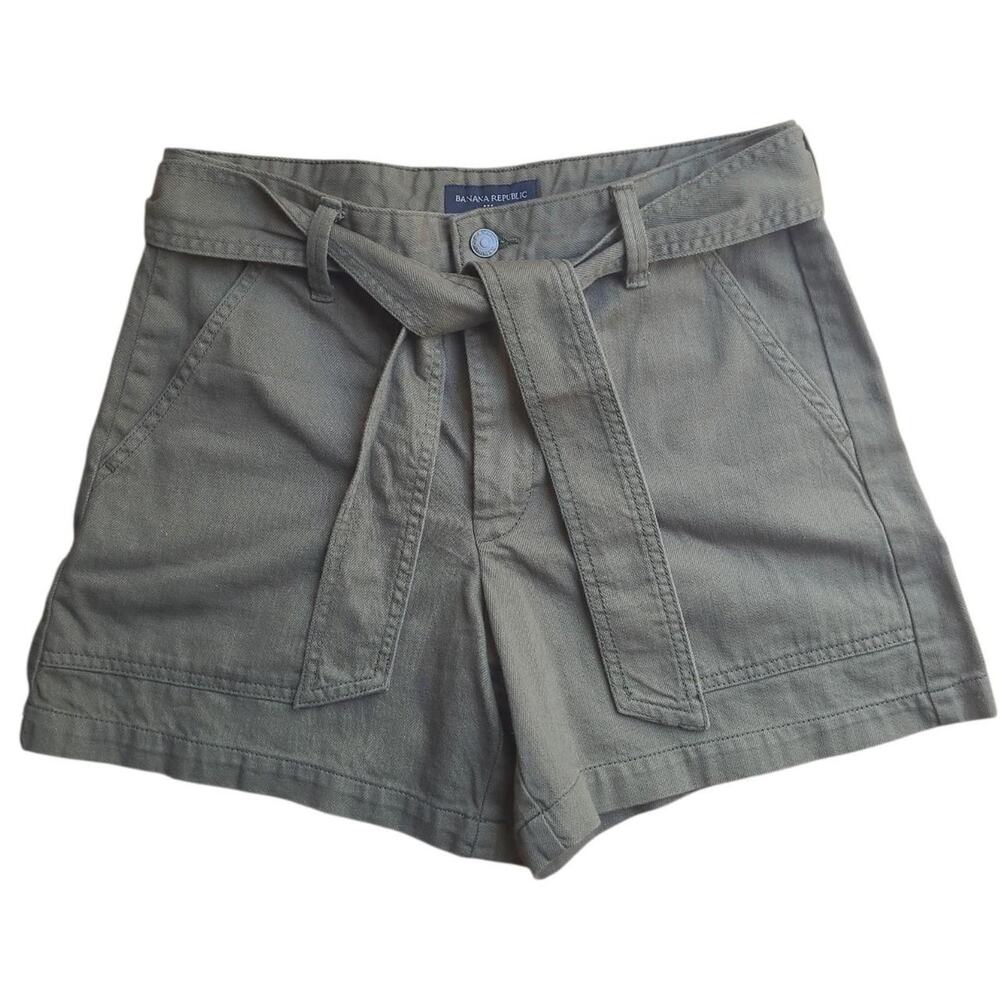 Banana Republic Olive Green Paperbag Tie Waist Shorts Women's Size 4
